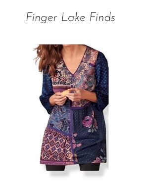 Soft Surroundings All Together V-Neck Tunic with Beading, Lg